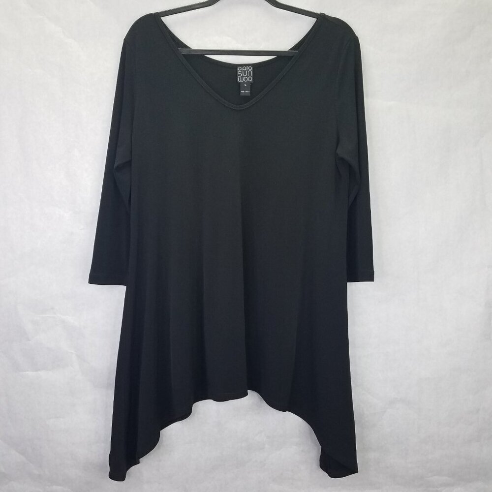 Clara Sun Woo Tunic Top Women M Oversized Asymmetrical Lagenlook Minimalist Boho